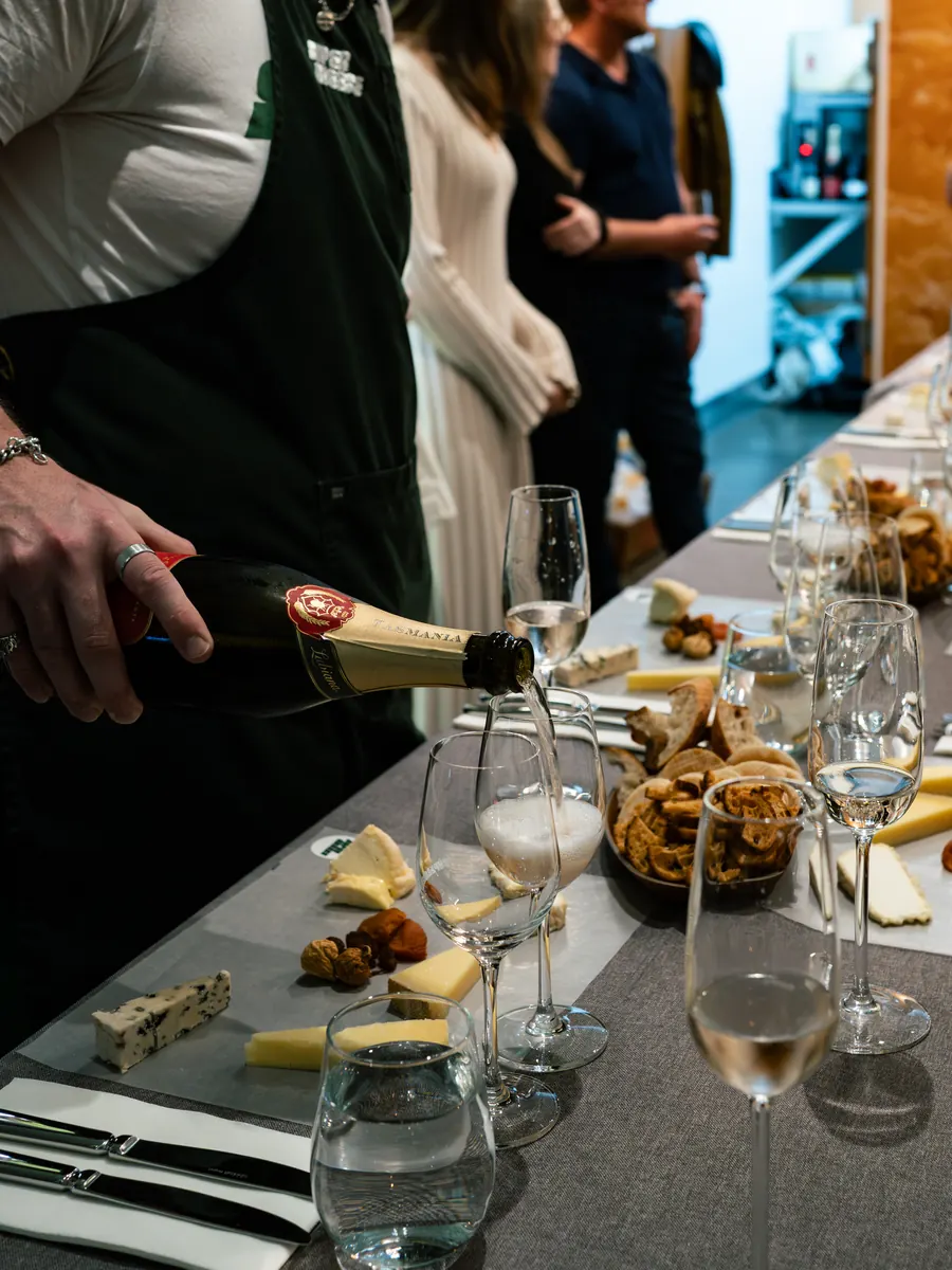 Sparkling wine poured at the table