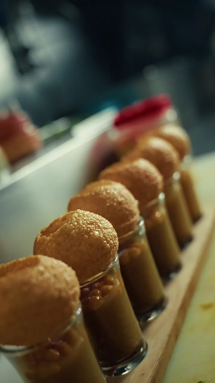 Pani puri lined up in the Southbank Spices kitchen